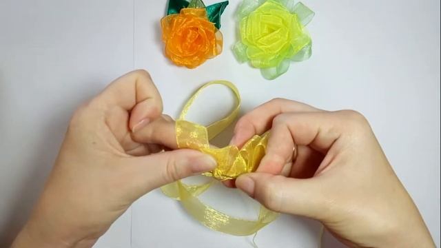 Роза Канзаши из органзы смотреть онлайн