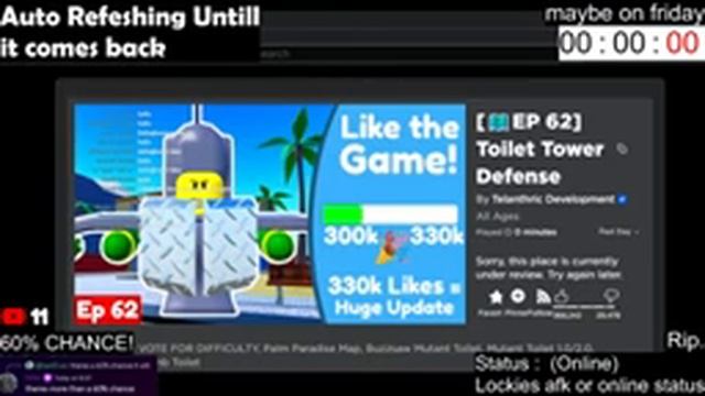 [LIVE?] Stream Ends When Toilet Tower Defense IS BACK (ROBLOX IS DOWN) смотреть онлайн