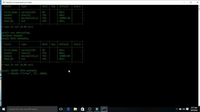 Insert Values in created database (part 2) MYSQL || WebCasting смотреть онлайн