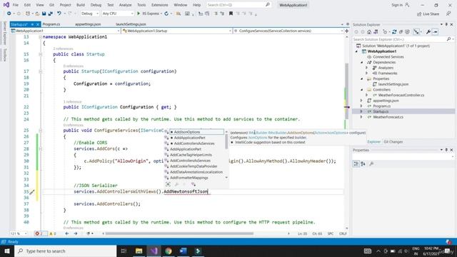 8. Enable CORS and JSON Serializer | ANGULAR 12 .NET WEB API смотреть онлайн