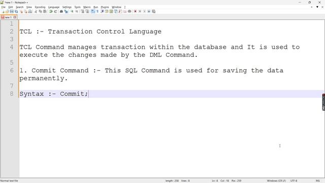 Lecture11 | Learn SQL in 2 Min | TCL Commands | Commit Command | Theory + Practical | #sql #databas смотреть онлайн