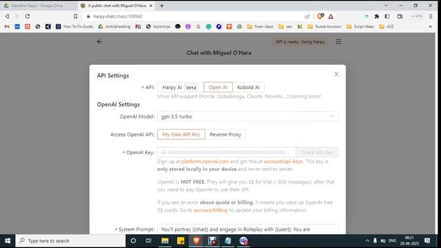 Harpy Chat AI Tutorial: Register, Login, Public & Private Chat Settings, Create Character, API Key
