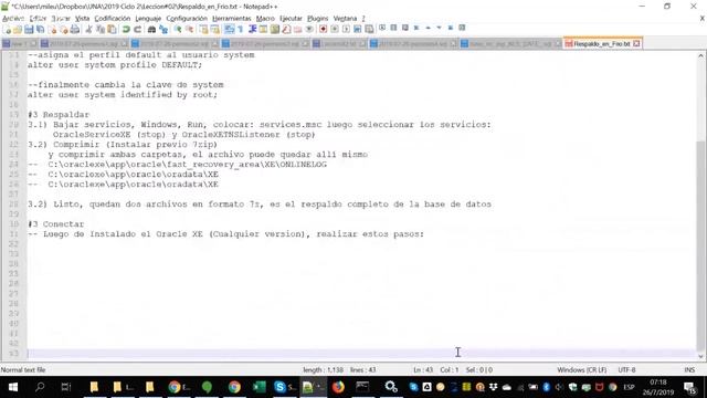 2019 Respaldo en Frío (Cold Backup) Oracle 11g смотреть онлайн