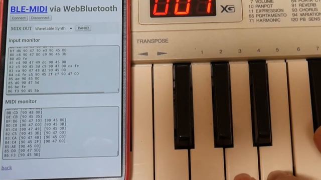Web Bluetooth / BLE-MIDI TEST 03 / Android Chrome смотреть онлайн
