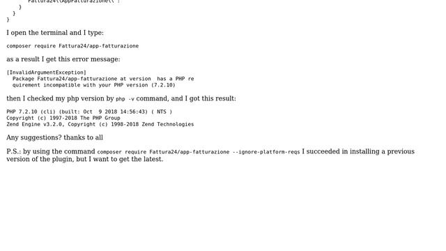 Magento: Composer invalid Argument exception PHP requirement (7.2.10) смотреть онлайн