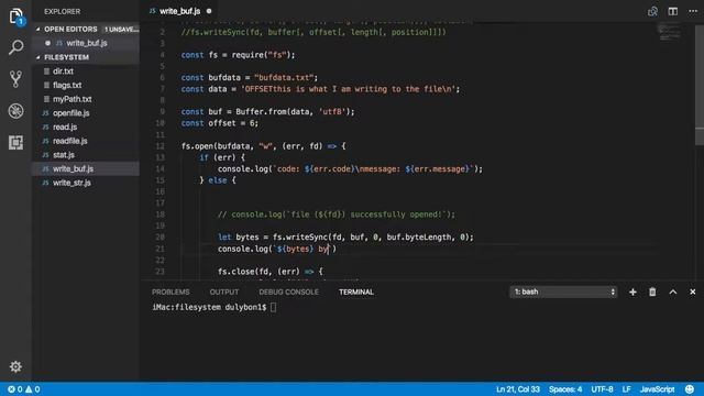 NodeJS FileSystem: Write Raw Data To File Using fs.write() & fs.writeSync() смотреть онлайн