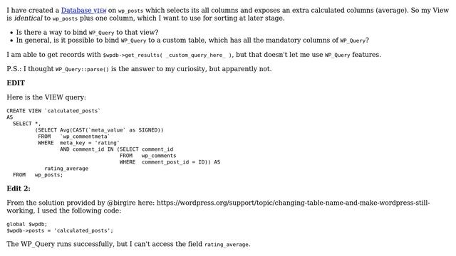 Wordpress: WP_Query to work with custom view смотреть онлайн