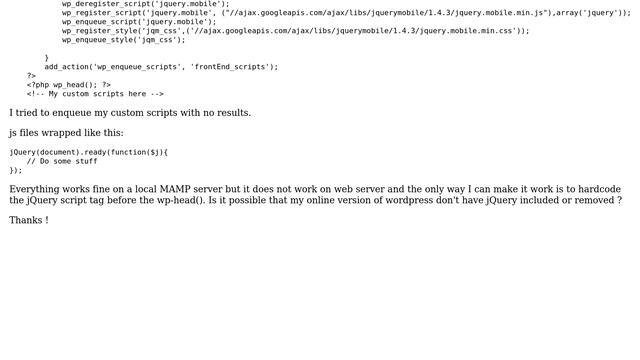 Wordpress: jQuery is not defined, working on local server but not online смотреть онлайн