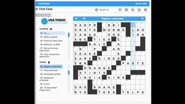 S02E141 USA Today Crossword "In That Case" May 20, 2020 смотреть онлайн