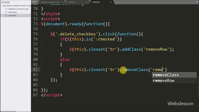Ajax Animated Delete Multiple Records using PHP смотреть онлайн