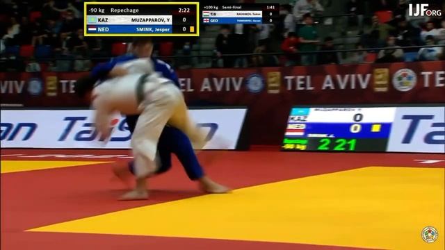 #дзюдо в/к-90кг Музапаров Ерсултан - утешительная схватка Тель Авив Grand Slam 19.02.22г День трети смотреть онлайн