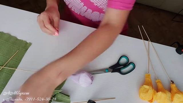 Мастер-класс. Изготовление букета из конфет своими руками. Букет тюльпанов. смотреть онлайн