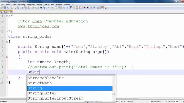 String Ascending Order In Java Tamil смотреть онлайн