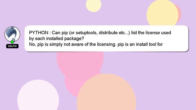 PYTHON : Can pip (or setuptools, distribute etc...) list the license used by each installed package смотреть онлайн