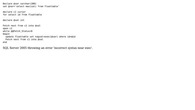 Databases: Can exec work with while loop of cursor? смотреть онлайн