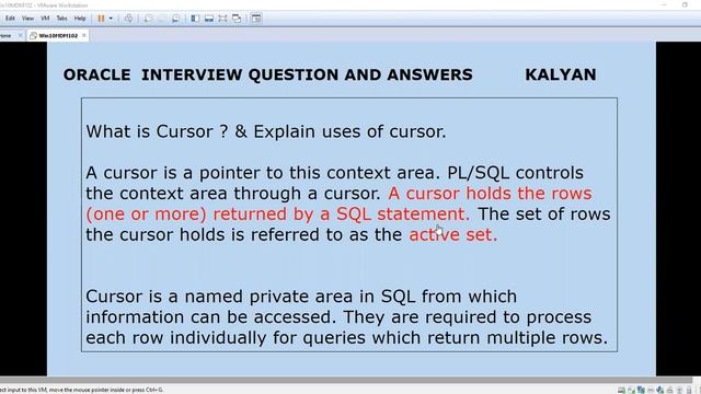 ORACLE PL SQL , ORACLE BASICS, ORACLE PL SQL CURSORS смотреть онлайн