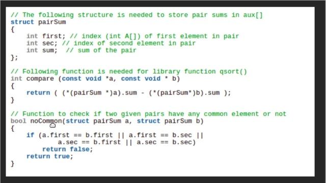 Find four elements that sum to a given value | Set 2 (n^2 Logn Solution) | GeeksforGeeks смотреть онлайн