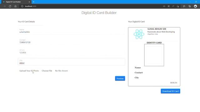 ID CARD generater & download I'd card also ,made in Reactjs | HTML | CSS | JAVASCRIPT смотреть онлайн