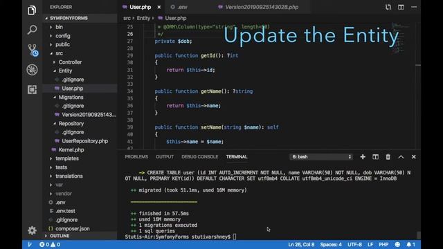 Symfony 4 : Entity - Update more property in Entity || Regenerate Entities(getter & setter methods) смотреть онлайн