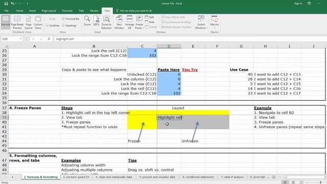Freeze Panes in Excel смотреть онлайн