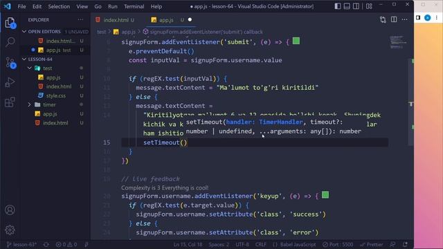 065. setTimout & setInterval | JavaScript darslari | O'zbek tilida | JavaScript Amaliyot смотреть онлайн