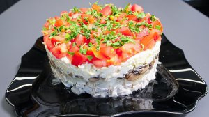 Слоёный салат "Красная Шапочка". Очень вкусный Рецепт праздничного салата!