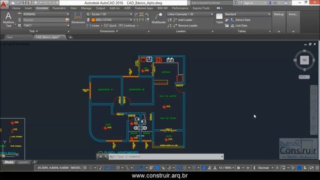 AutoCAD 2016 Aula 20/31: Cotando a planta baixa│Criando cotas sem linhas (CURSO BÁSICO GRATUITO) смотреть онлайн