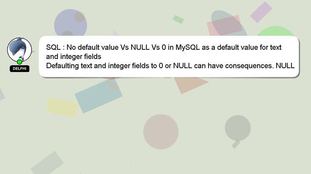SQL : No default value Vs NULL Vs 0 in MySQL as a default value for text and integer fields смотреть онлайн