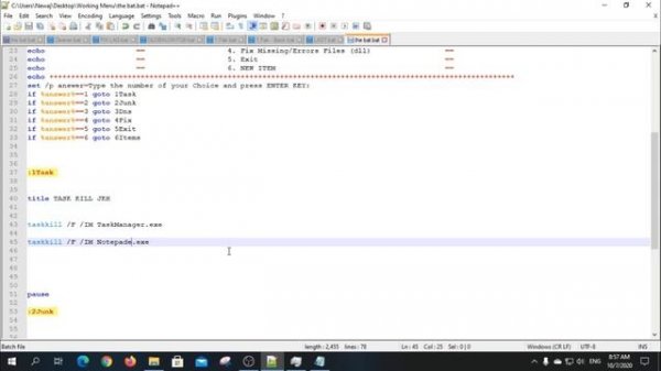 Task Kill with Show message with menu on cmd | bat or cmd file | The Bat Series | Part 3 | JKH TECK