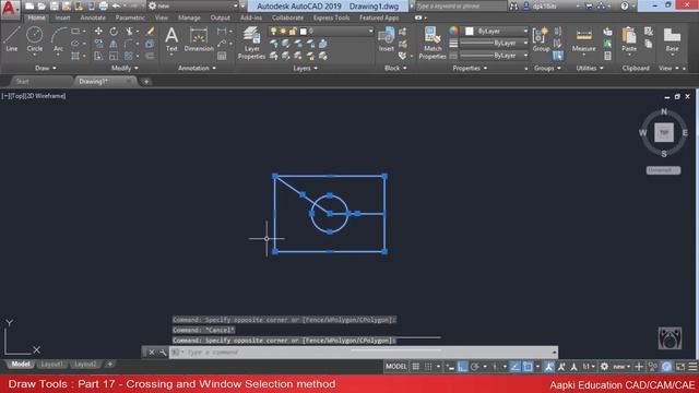 AutoCAD 2019 Tutorial : Part 17 - Window Selection and Crossing Selection in Hindi смотреть онлайн