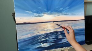 Бесплатный урок рисования. Как рисовать воду, небо, облака, рассвет,закат. Живопись. Оксилайт Арт.