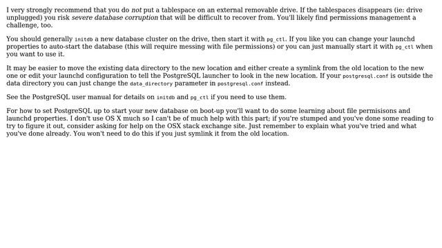 Databases: Seeting up a PostgreSQL database on another hard drive than my system one on OS X? смотреть онлайн