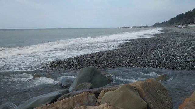 Сочи, Лазаревское, Солоники, Черное море, февраль, штормит. смотреть онлайн