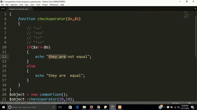 Comparison operator in php | with object orient way | Learn php step by step смотреть онлайн