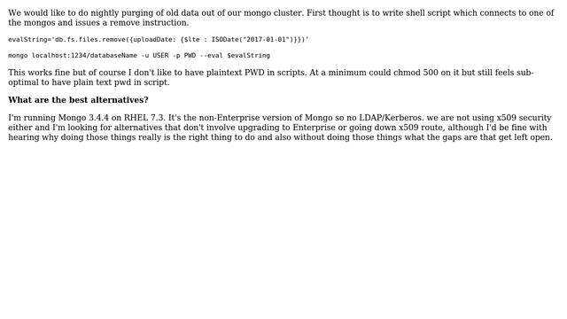 MongoDB scripts triggered by cron - how to achieve reasonable password security смотреть онлайн