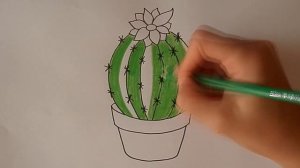 Как ПРОСТО нарисовать ЦВЕТОК КАКТУС В ГОРШКЕ/479/