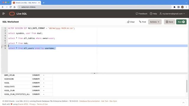 4.06 Oracle Live SQL usuario HR смотреть онлайн