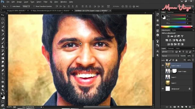 Vijay Deverakonda Oil Painting // Photoshop Cc // No Plugins // Monu Vlogs // Photo Editing // Adob