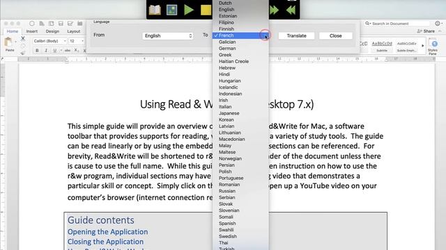 Using the Translate tool in read&write for the Mac Desktop. смотреть онлайн