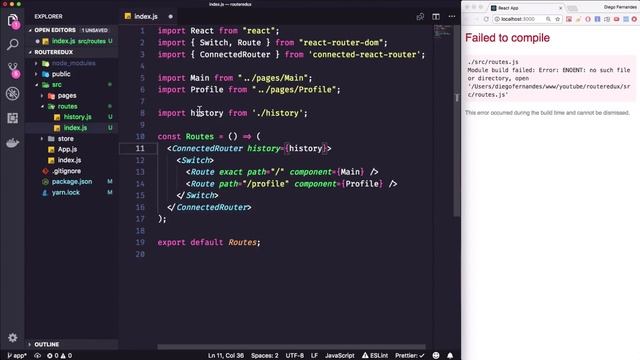 Conectando o React Router DOM ao Redux no ReactJS | Diego Fernandes смотреть онлайн