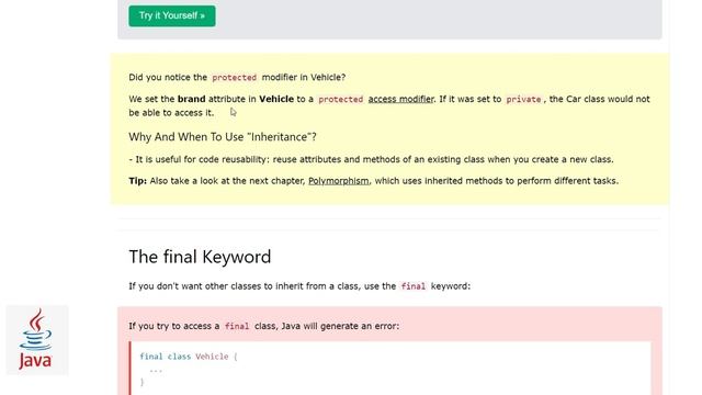 Java inheritance - Java tutorial - w3Schools - Chapter 33 English смотреть онлайн