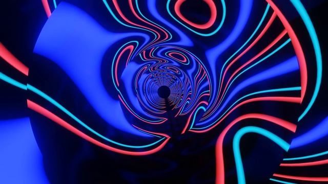 Abstract Background Video 4k VJ LOOP NEON Teal Red Blue Black Metallic Tunnel Wave Screensaver смотреть онлайн