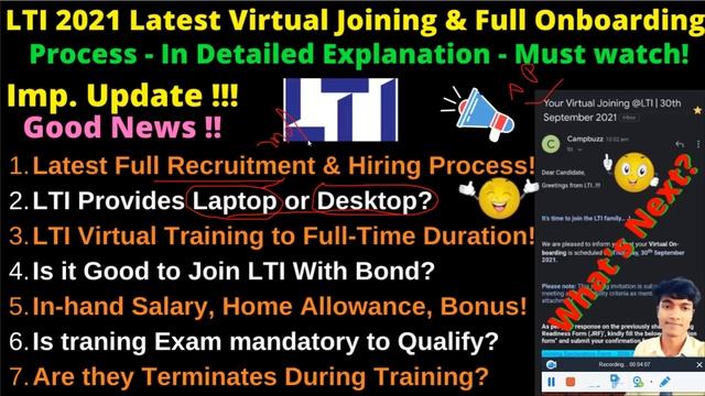 ?LTI 2021 Latest New Virtual Joining & Full Onboarding & e-Joining Process - In Detailed Explanatio смотреть онлайн