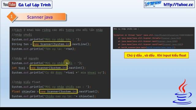 10. Scanner java - Nhập dữ liệu từ bàn phím, bài tập java 01-02 - học java 2023 смотреть онлайн