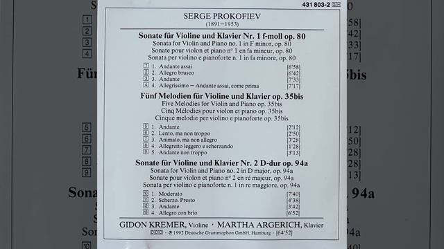 Prokofiev: Violin sonata No. 2 in D Major, Op. 94a - Gidon Kremer / Martha Argerich смотреть онлайн