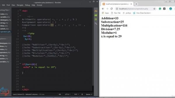 9 | Operators in PHP| Add | Subtract | Multiply | Divide | PHP  8| Intro to PHP for beginners | COD