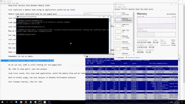 Memory Leak Analysis, Poolmon, XPERF, Windows Performance Analyser смотреть онлайн