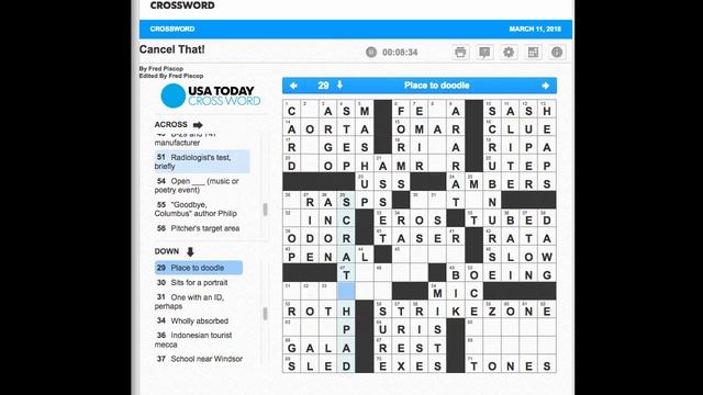 #074 USA Today Crossword "Cancel That!" March 11, 2018 смотреть онлайн