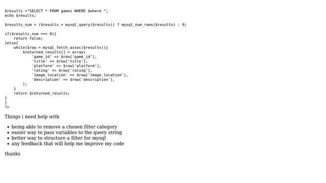 Need help improving mysql and php filter code смотреть онлайн