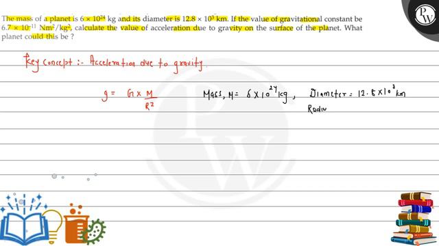 The mass of a planet is 6 × 10^24 kg and its diameter is 12.8 × 10^3 km. If the value of gravitat.. смотреть онлайн